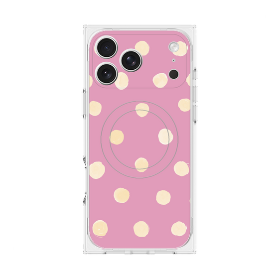 プレミアムスクエアケース with MagSafe［ 水彩ドット・レトロカラー - Pink ］