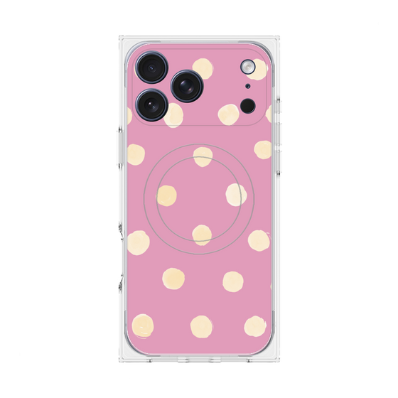 プレミアムスクエアケース with MagSafe［ 水彩ドット・レトロカラー - Pink ］