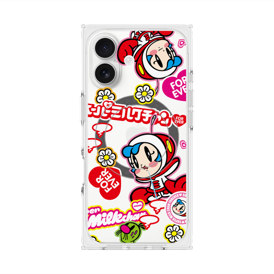 プレミアムスクエアケース with MagSafe［ スーパーミルクチャンFOREVER♥ - ロゴ＆キャラ ］