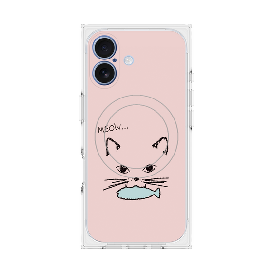 プレミアムスクエアケース with MagSafe［ 食いしん坊なねこ - Pink ］