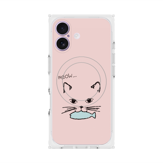 プレミアムスクエアケース with MagSafe［ 食いしん坊なねこ - Pink ］