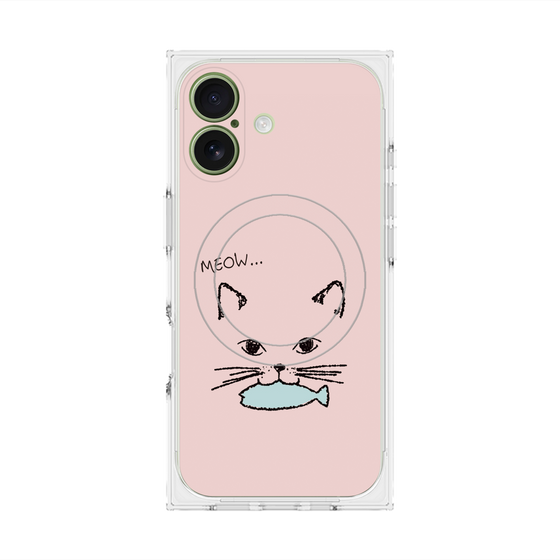プレミアムスクエアケース with MagSafe［ 食いしん坊なねこ - Pink ］
