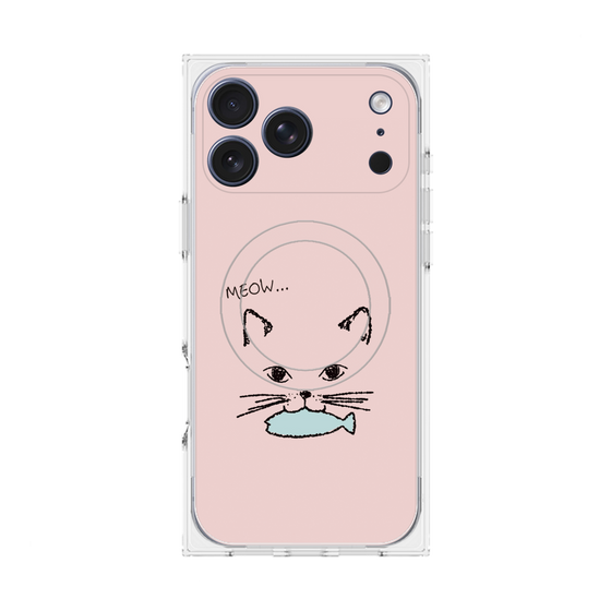 プレミアムスクエアケース with MagSafe［ 食いしん坊なねこ - Pink ］