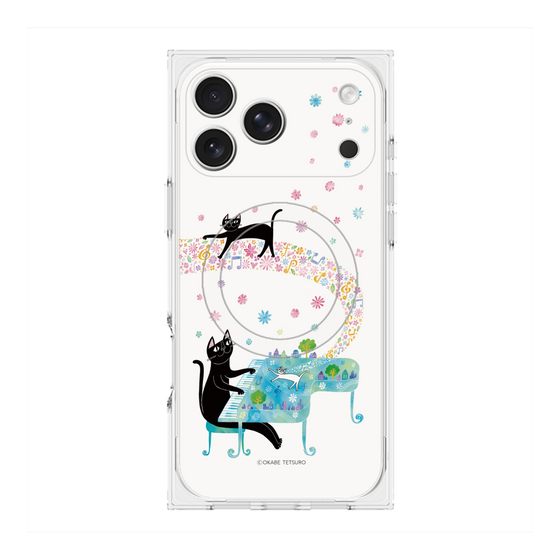 プレミアムスクエアケース with MagSafe［ おかべてつろう - 黒猫クロのとおりみち ］