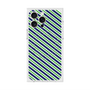 プレミアムスクエアケース with MagSafe［ Small Stripe - Navy × Green ］