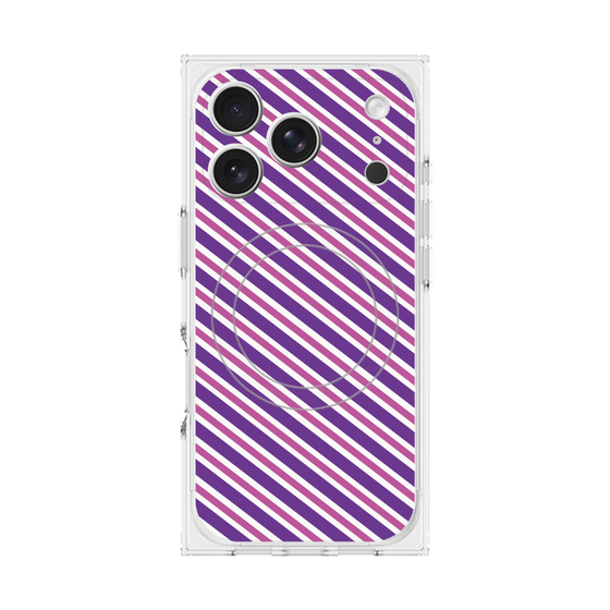 プレミアムスクエアケース with MagSafe［ Small Stripe - Purple × Pink ］
