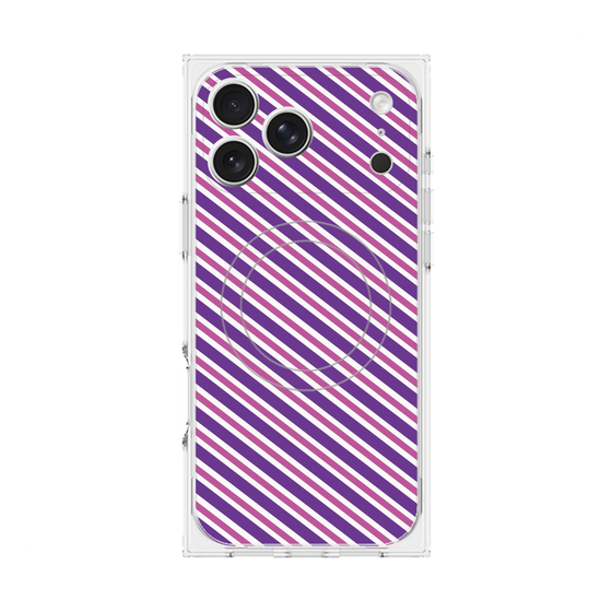 プレミアムスクエアケース with MagSafe［ Small Stripe - Purple × Pink ］