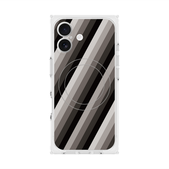 プレミアムスクエアケース with MagSafe［ Middle Stripe - Black ］