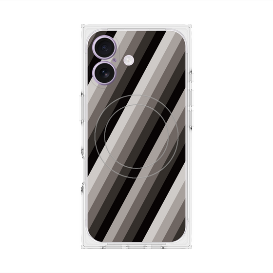 プレミアムスクエアケース with MagSafe［ Middle Stripe - Black ］