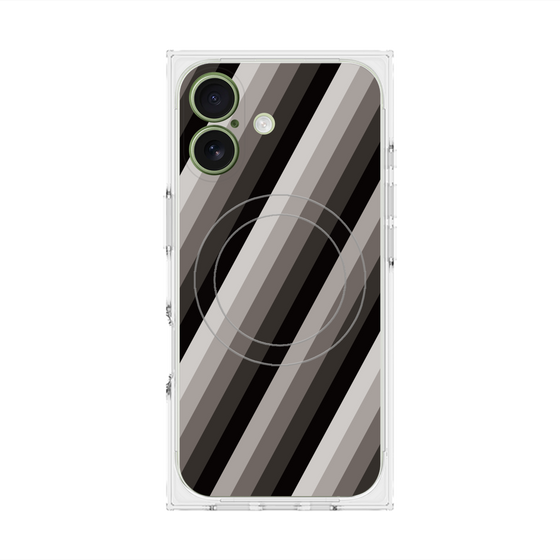 プレミアムスクエアケース with MagSafe［ Middle Stripe - Black ］
