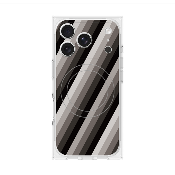 プレミアムスクエアケース with MagSafe［ Middle Stripe - Black ］