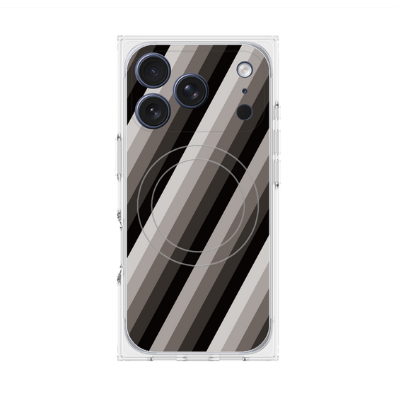 プレミアムスクエアケース with MagSafe［ Middle Stripe - Black ］