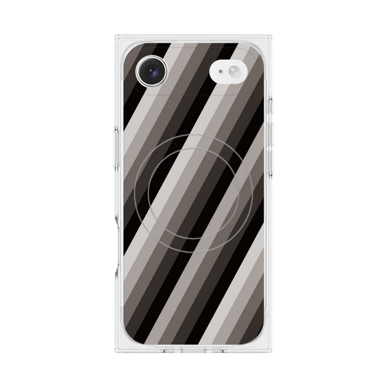 プレミアムスクエアケース with MagSafe［ Middle Stripe - Black ］