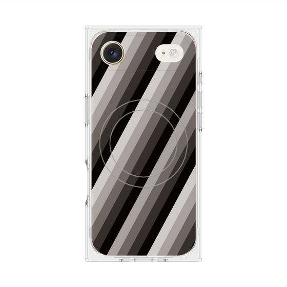 プレミアムスクエアケース with MagSafe［ Middle Stripe - Black ］