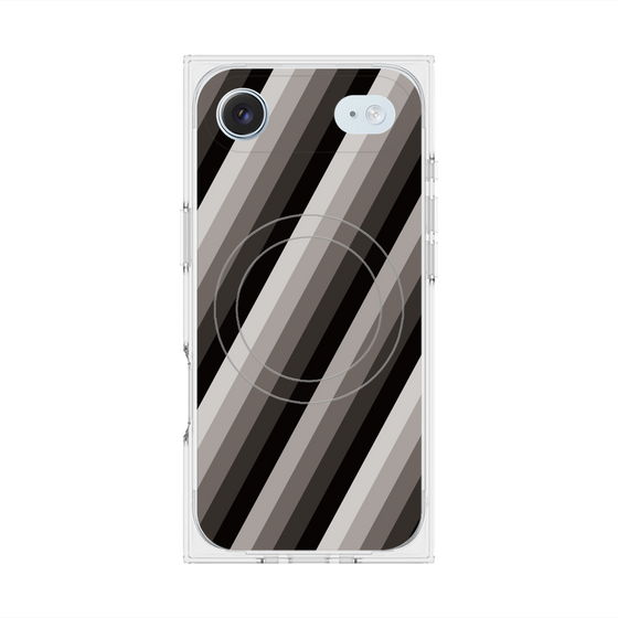 プレミアムスクエアケース with MagSafe［ Middle Stripe - Black ］