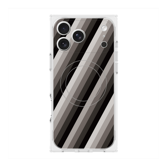 プレミアムスクエアケース with MagSafe［ Middle Stripe - Black ］