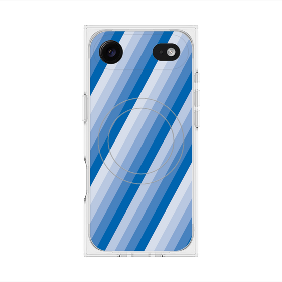 プレミアムスクエアケース with MagSafe［ Middle Stripe - Blue ］