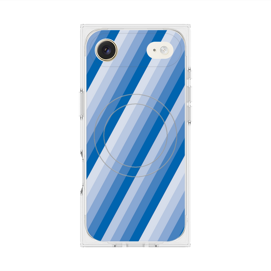 プレミアムスクエアケース with MagSafe［ Middle Stripe - Blue ］