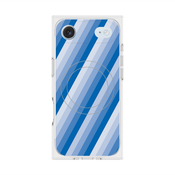 プレミアムスクエアケース with MagSafe［ Middle Stripe - Blue ］