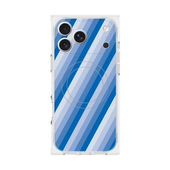 プレミアムスクエアケース with MagSafe［ Middle Stripe - Blue ］