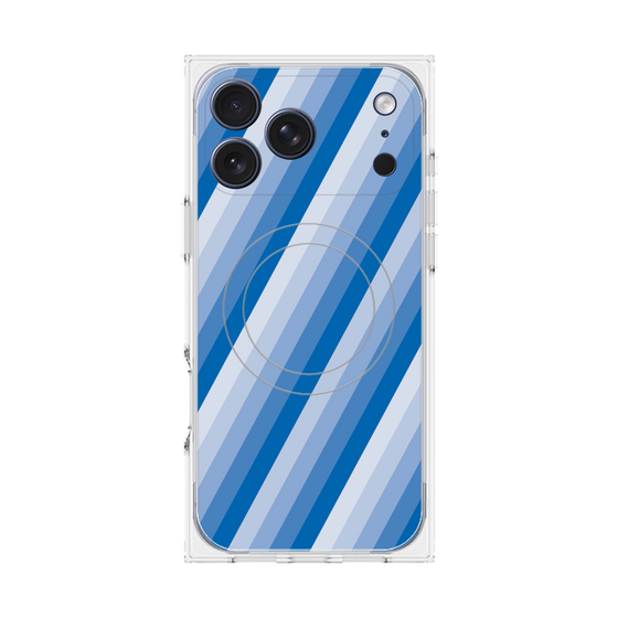 プレミアムスクエアケース with MagSafe［ Middle Stripe - Blue ］
