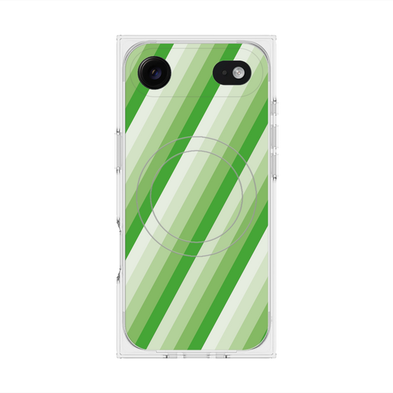 プレミアムスクエアケース with MagSafe［ Middle Stripe - Green ］