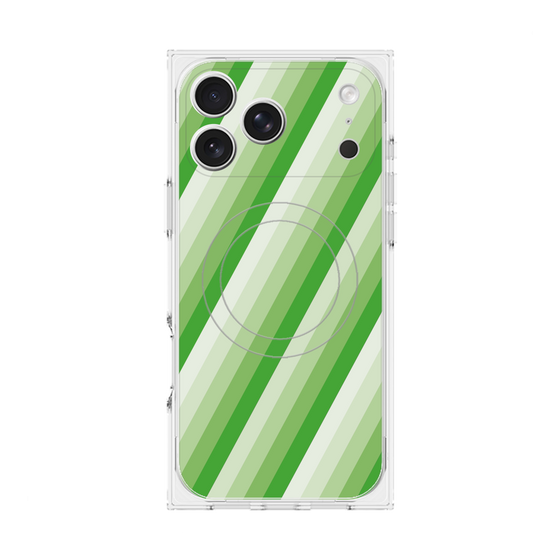 プレミアムスクエアケース with MagSafe［ Middle Stripe - Green ］