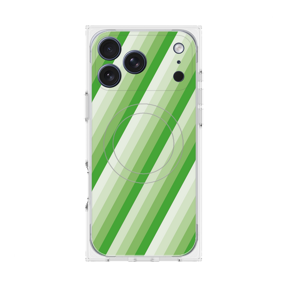 プレミアムスクエアケース with MagSafe［ Middle Stripe - Green ］