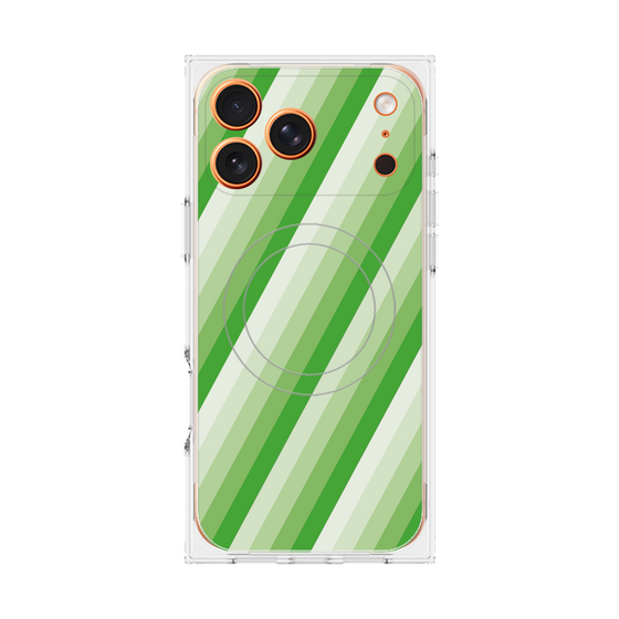 プレミアムスクエアケース with MagSafe［ Middle Stripe - Green ］