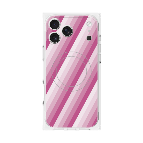 プレミアムスクエアケース with MagSafe［ Middle Stripe - Pink ］