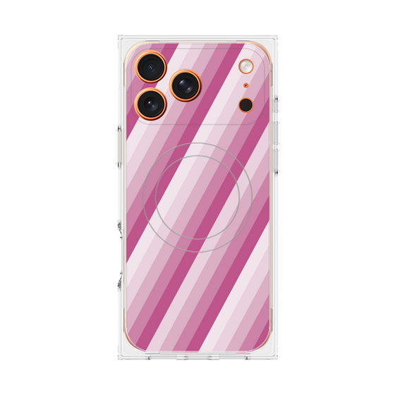 プレミアムスクエアケース with MagSafe［ Middle Stripe - Pink ］