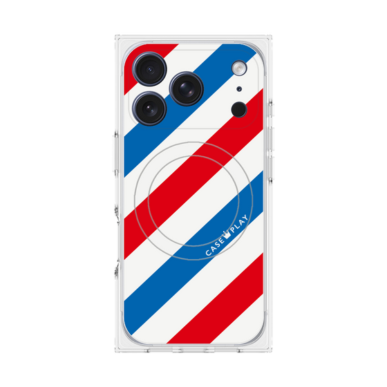 プレミアムスクエアケース with MagSafe［ Big Stripe - Red × Blue ］