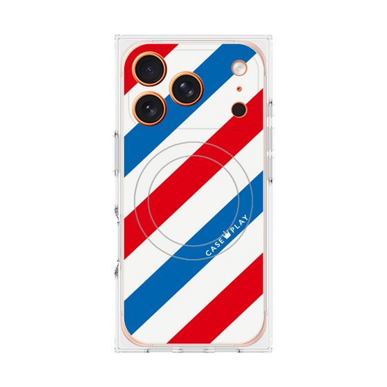 プレミアムスクエアケース with MagSafe［ Big Stripe - Red × Blue ］