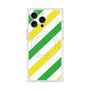 プレミアムスクエアケース with MagSafe［ Big Stripe - Green × Yellow ］