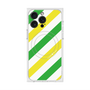 プレミアムスクエアケース with MagSafe［ Big Stripe - Green × Yellow ］