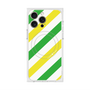 プレミアムスクエアケース with MagSafe［ Big Stripe - Green × Yellow ］