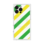プレミアムスクエアケース with MagSafe［ Big Stripe - Green × Yellow ］