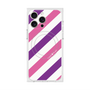 プレミアムスクエアケース with MagSafe［ Big Stripe - Purple × Pink ］