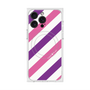 プレミアムスクエアケース with MagSafe［ Big Stripe - Purple × Pink ］