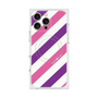 プレミアムスクエアケース with MagSafe［ Big Stripe - Purple × Pink ］
