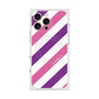 プレミアムスクエアケース with MagSafe［ Big Stripe - Purple × Pink ］