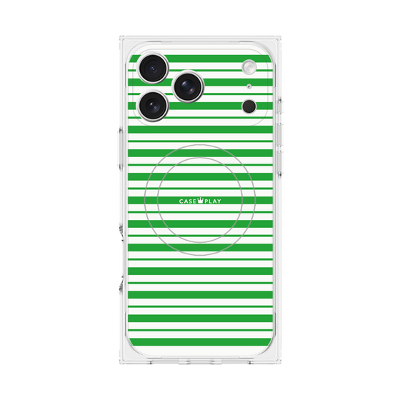 プレミアムスクエアケース with MagSafe［ Small Border - Green ］