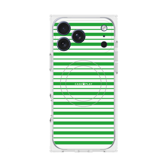 プレミアムスクエアケース with MagSafe［ Small Border - Green ］