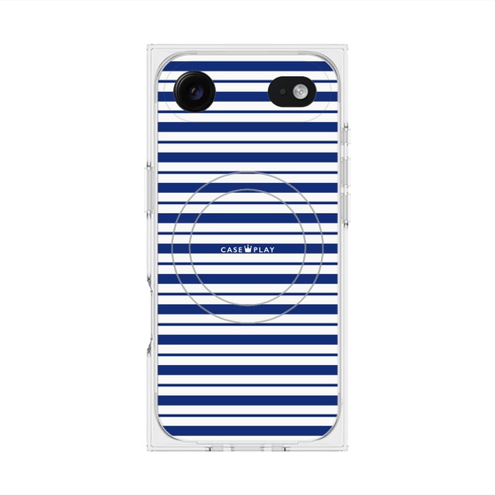 プレミアムスクエアケース with MagSafe［ Small Border - Navy ］