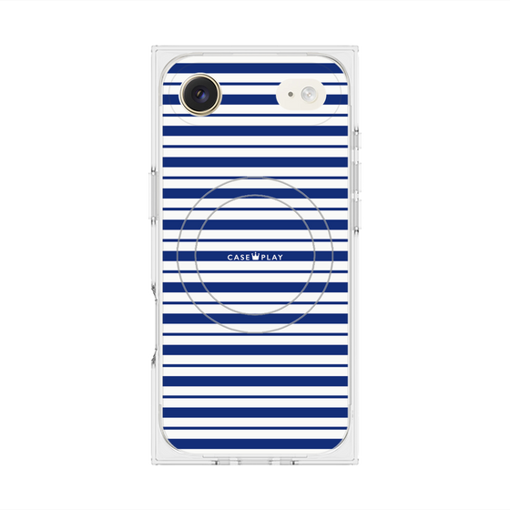 プレミアムスクエアケース with MagSafe［ Small Border - Navy ］