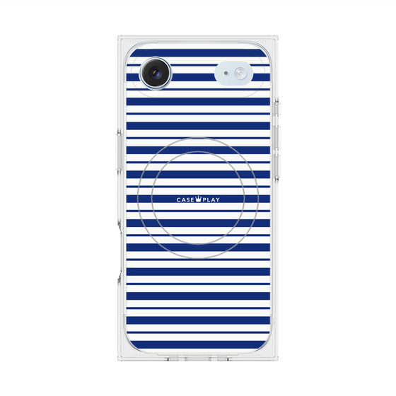 プレミアムスクエアケース with MagSafe［ Small Border - Navy ］