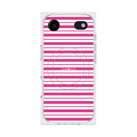 プレミアムスクエアケース with MagSafe［ Small Border - Pink ］