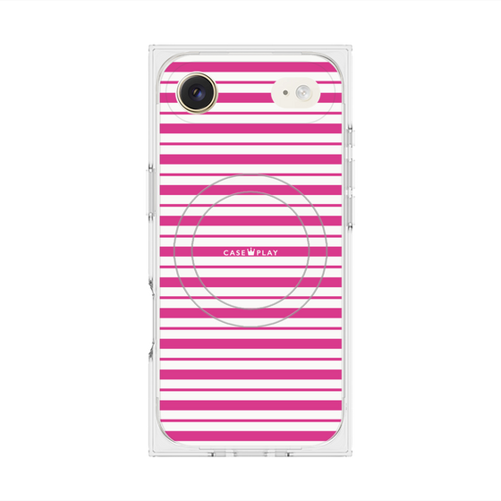 プレミアムスクエアケース with MagSafe［ Small Border - Pink ］