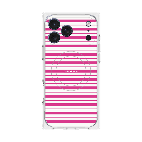 プレミアムスクエアケース with MagSafe［ Small Border - Pink ］