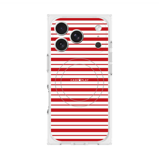 プレミアムスクエアケース with MagSafe［ Small Border - Red ］